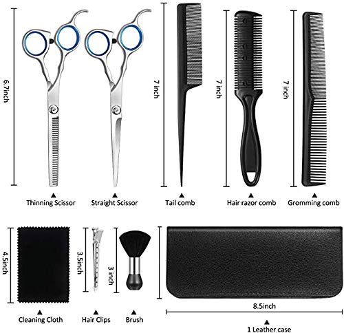 Kit de tijeras profesionales para peluquería, tijeras de acero inoxidable de 15 cm, juego de 13 instrumentos con tijeras de cabello, capa, tijeras de corte y escalado, etc.