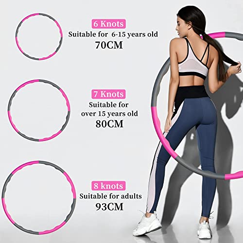 Klatovi Hula Hoop Fitness con Peso,Hoola Hoop Profesional Desmontable de Diseño de 8 Secciones,Ancho Ajustable,Smart Weighted Hula Hoop con Cinta Métrica