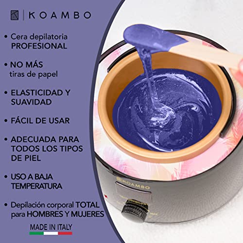 KOAMBO Cera Brasileña - Perlas de Cera Depilatoria Caliente para Hombre y Mujer - Segura para Zonas y Pieles Sensibles - Baja Temperatura de Fusión, Resina Natural - Hecha en Italia - Amatista, 1KG