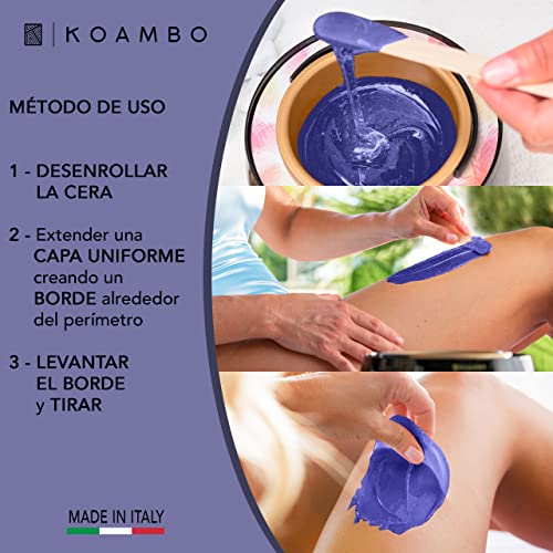 KOAMBO Cera Brasileña - Perlas de Cera Depilatoria Caliente para Hombre y Mujer - Segura para Zonas y Pieles Sensibles - Baja Temperatura de Fusión, Resina Natural - Hecha en Italia - Amatista, 1KG