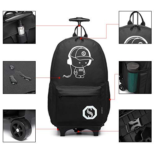 Kono Anime Cartoon Luminous música Boy Backpack Escuela Estudiante Mochila de Moda, Mochila Escolar Unisex Bookbag Maleta De Viaje Trolley Ordenador Mochila (Negro)