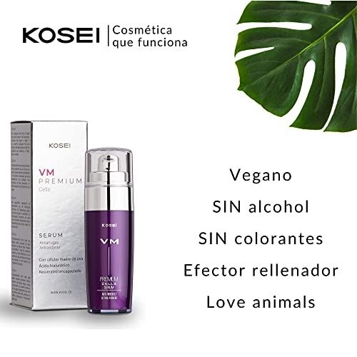 Kosei - VM Premium Cells - Sérum Antiarrugas - 30 ml - Rellenador de Arrugas - Con Ácido Hialurónico - Con Efecto Alisante - Sin Alcohol - Sin Colorantes - Vegano