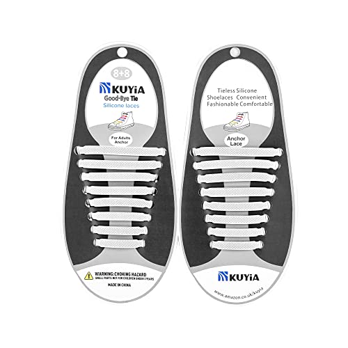 KUYiA Sin Corbata Cordones de Zapatos, Impermeables de Silicona Niños y Adultos Cordones Elásticos, Caminar Atlético Correr Deportivo Moda Planos Shoe Laces para Zapatillas Casuales Tablero Boots