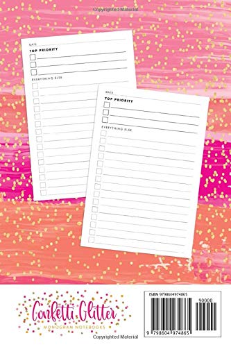 L - To Do List Notebook, Daily Checklists with 3 Top Priorities, 120 Pages: Pretty Initial Monogram Letter A To-Do Book, Cute Hot Pink & Gold Confetti ... Daily Task Planner (Pink Gold Series 1)