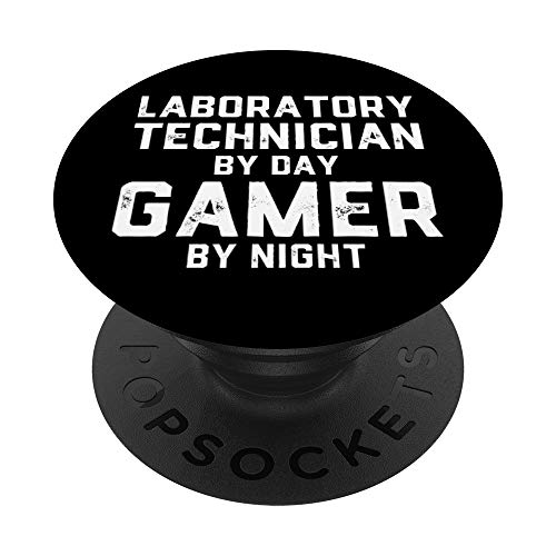 Laboratory Technician By Day Gamer By Night - Lab Tech Gift PopSockets PopGrip Intercambiable