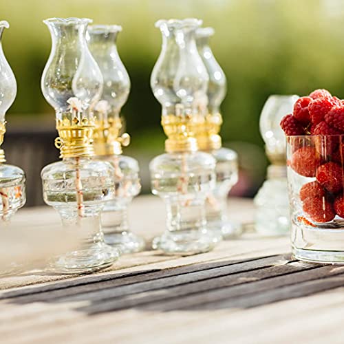 Lámpara de aceite de cristal con casquillo giratorio dorado de 21 cm, lámpara de petróleo con mecha de algodón, perfecta para la boda ideal