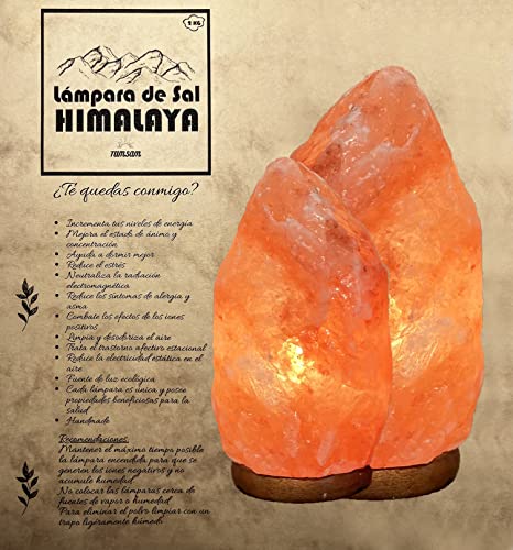 Lámpara de Sal del Himalaya 1-2KG - Natural - Hecha a Mano - Interruptor - Purifica el Aire - Reduce el Estrés -