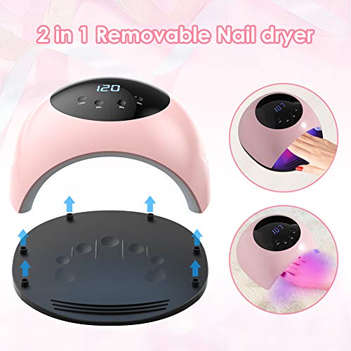 Lámpara Secadora de Uñas 84W LED UV para Esmalte de Uñas con Función de Temporización 10s/30s/60s/120s Curado Luz en 4 modos para Manicura/Pedicure Nail Art en el Hogar y el Salón Manicura