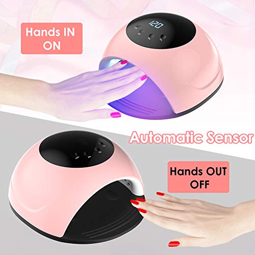 Lámpara Secadora de Uñas 84W LED UV para Esmalte de Uñas con Función de Temporización 10s/30s/60s/120s Curado Luz en 4 modos para Manicura/Pedicure Nail Art en el Hogar y el Salón Manicura