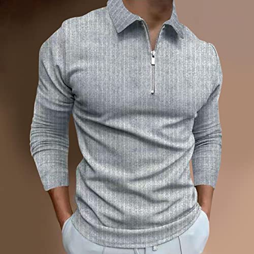 LAOSU Camiseta de manga larga para hombre con cuello con botones para hombre, estilo informal, informal, de manga larga, 06-blanco, L