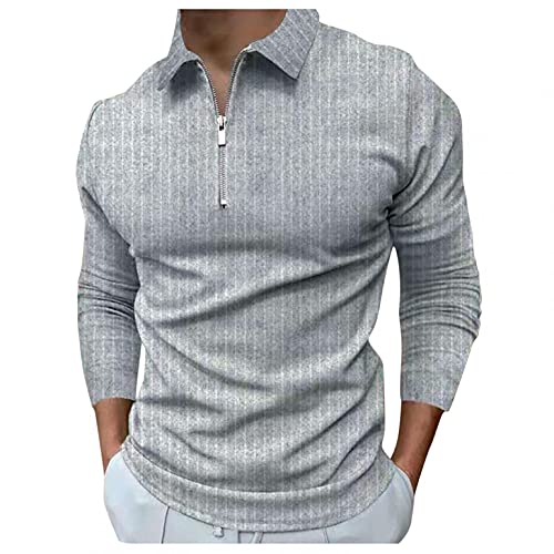 LAOSU Camiseta de manga larga para hombre con cuello con botones para hombre, estilo informal, informal, de manga larga, 06-blanco, L