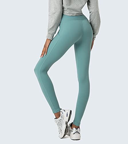 LAPASA Leggins Mujer con Bolsillos Laterales Cintura Alta Pantalón Deportivo Yoga y Ejercicio Mallas de Deporte Elástico Leggings Largo Push Up L01B1 M Verde