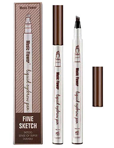 Lapiz de Cejas Waterproof, Tattoo Eyebrow Pen con Cuatro 4 puntas Duraderas Brow Gel Para Maquillaje de Ojos