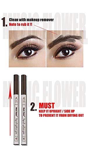 Lapiz de Cejas Waterproof, Tattoo Eyebrow Pen con Cuatro 4 puntas Duraderas Brow Gel Para Maquillaje de Ojos