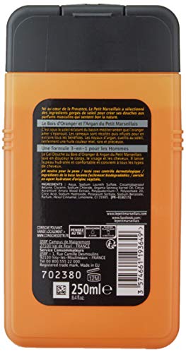 Le Petit Marseillais Hombre Gel de Ducha Cuerpo y Cabello Bois D'Orange y argán botella de 250 ml