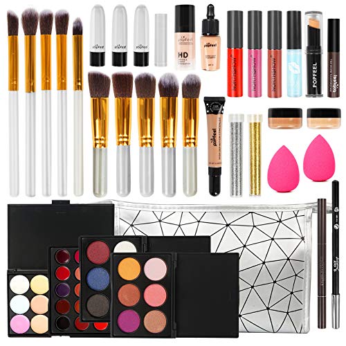 LEAMALLS 26 Piezas Estuches Juego de Maquillaje Completo Kit de Cosmético todo en uno Regalo Maquillaje Sombra de Ojos Paleta para Ojos Labios y Rostro Professional Makeup