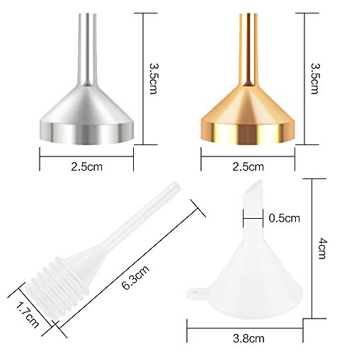 Ledoo Mini Funnel Set 20 Piezas Mini Embudo para Perfume, Embudo pequeño, Mini embudos de plástico Transparente para perfumes, Productos para el Cuidado del Cabello, lociones, humectantes