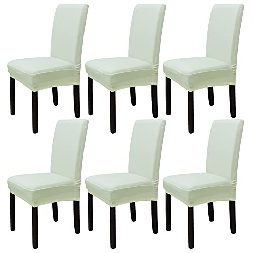 Leeyunbee 6 Piezas Fundas de Sillas de Comedor, Elásticas y Modernas Funda Asiento Silla, Desmontables Lavables Cubiertas para Sillas para Comedor Hotel Banquete de Boda Decoración (Beige)