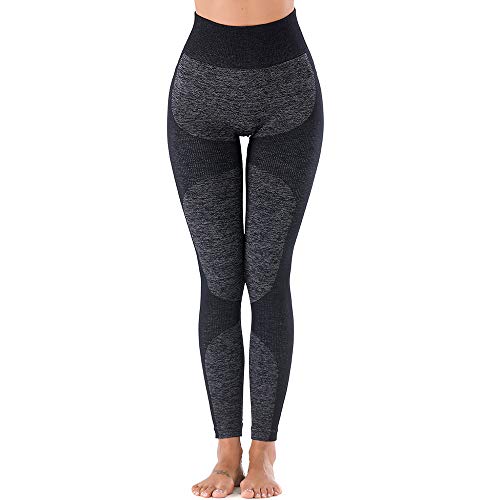 Leggings Deportivo para Mujer Leggings Apretado Leggings de Cadera Pantalón Largo Media Cintura Nalgas Respingadas para Yoga Gimnasio Fitness (M, Negro)