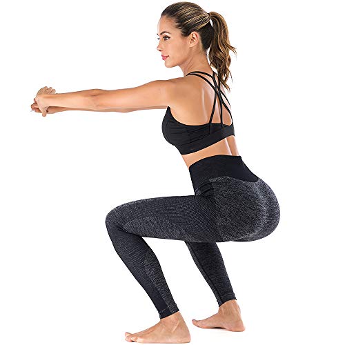 Leggings Deportivo para Mujer Leggings Apretado Leggings de Cadera Pantalón Largo Media Cintura Nalgas Respingadas para Yoga Gimnasio Fitness (M, Negro)