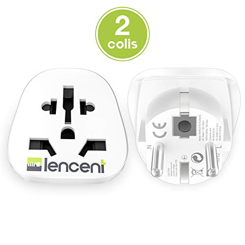 LENCENT 2x Adaptador Enchufe UK/Ingles/Reino Unido/US/Americano/Australia/Cina/Chino/China/Japonés/Suiza y así a Europeo Españal UE Schuko Universal Adapter Corriente de Viaje con Toma de Tierra