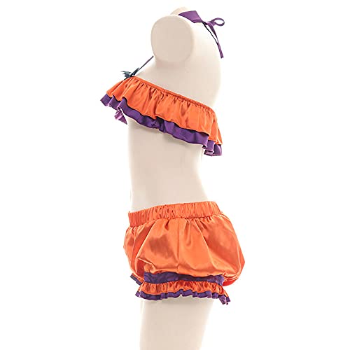 Lencería sexy para mujer, disfraz travieso de Halloween, anime, micro bikini, kawaii, calabaza, bate, braga y Lolita, Naranja 2., XS/M