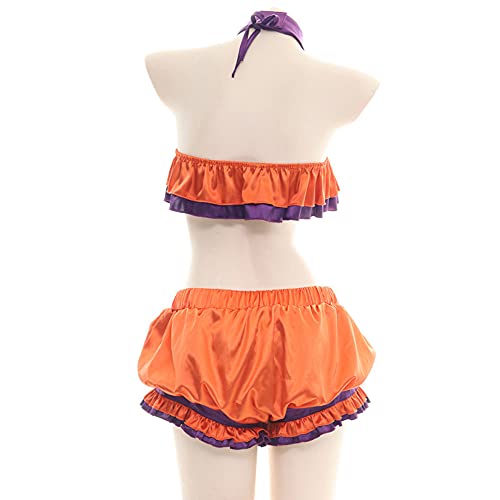 Lencería sexy para mujer, disfraz travieso de Halloween, anime, micro bikini, kawaii, calabaza, bate, braga y Lolita, Naranja 2., XS/M