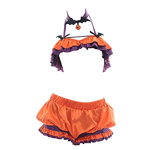 Lencería sexy para mujer, disfraz travieso de Halloween, anime, micro bikini, kawaii, calabaza, bate, braga y Lolita, Naranja 2., XS/M