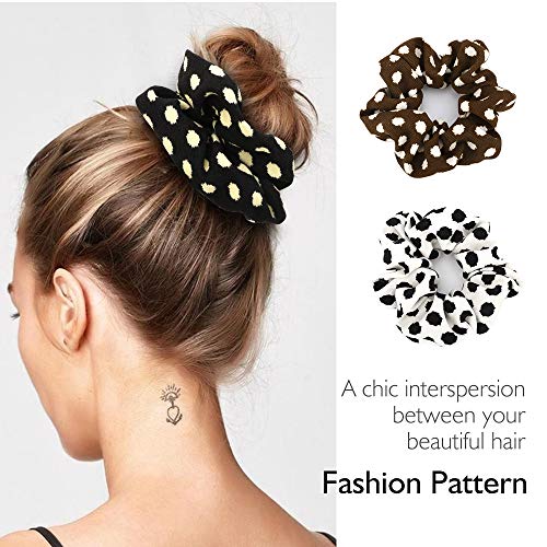 Lewondr Scrunchies Goma del Pelo de Terciopelo Elegante, 8 PZS Bandas del Pelo Suaves Elásticas, Cintas del Pelo de Huella Animales sin Costuras para Mujer de Cola de Caball, Rayas de Cebra/Puntos