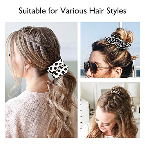 Lewondr Scrunchies Goma del Pelo de Terciopelo Elegante, 8 PZS Bandas del Pelo Suaves Elásticas, Cintas del Pelo de Huella Animales sin Costuras para Mujer de Cola de Caball, Rayas de Cebra/Puntos