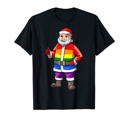 LGBT Santa LGBT Orgullo Bandera Arco Iris Mes del Orgullo de Santa Camiseta