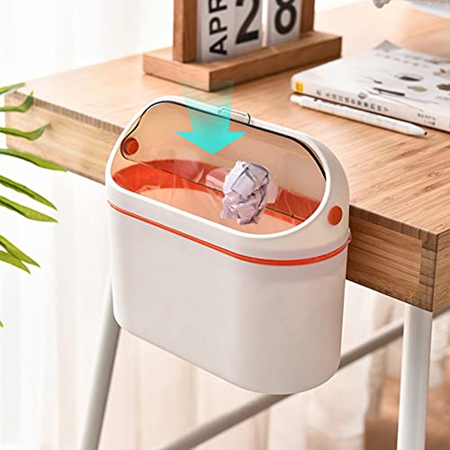 Lidylinashop Cubo Basura Encimera Cubo Basura Contenedores de Dormitorio para Adolescentes Cubo de Basura con Tapa Los residuos de Alimentos Bin Bin con Tapa Orange,One Size