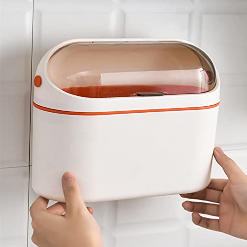 Lidylinashop Cubo Basura Encimera Cubo Basura Contenedores de Dormitorio para Adolescentes Cubo de Basura con Tapa Los residuos de Alimentos Bin Bin con Tapa Orange,One Size