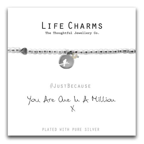 Life Charms The Thoughtful Jewellery Co. #justbecause One in a Million - Pulsera para mujer chapada en plata (LC011BW)