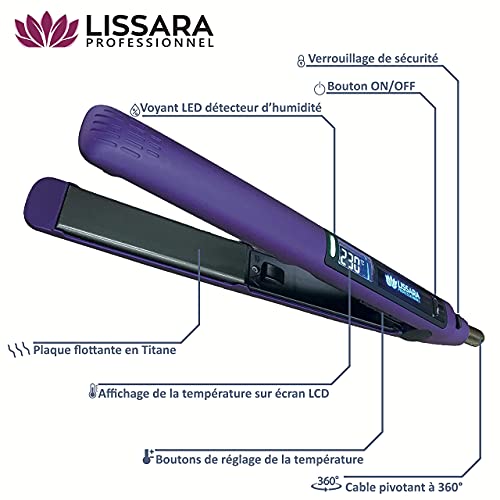 LISSARA - Plancha profesional - Placas de Nano Titanium y flotantes - Detector de humedad - 230 °C - Special alising brasileño (Classic Evolv)