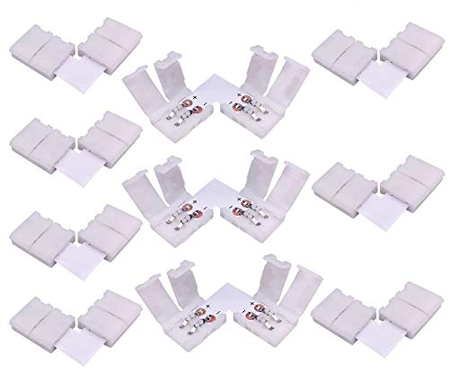 LitaElek 10pcs 2 Pin Conector de Esquina Tira LED de un Solo Color SMD 3528 2835 Divisor de luz de Cinta LED Conector en Forma de L LED Strip para Tira LED monocromática SMD 3528/2835 de 8mm Ancho