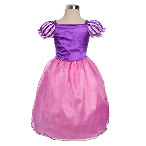 Lito Angels Disfraz de Princesa Rapunzel Vestido con Peluca Trenza para Niña, Talla 7 años, Morada