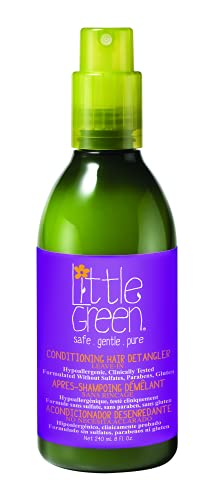 Little Green - Pack Adiós nudos - champú y gel de baño 2 en 1, acondicionador desenredante y cepillo para el pelo- para niños sin sulfatos, parabenos ni gluten