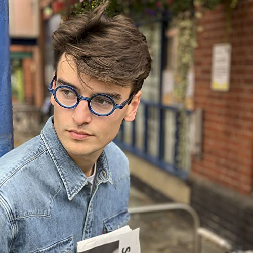 LONDON MOLE Eyewear | Moley Blue Light Blocking Glasses | Round Glasses | Cool Blue Blockers | Anti Eyestrain for Screens | Men's Women's Unisex | Spring Hinges | Transparent Blue