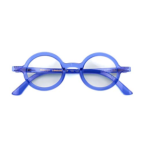 LONDON MOLE Eyewear | Moley Blue Light Blocking Glasses | Round Glasses | Cool Blue Blockers | Anti Eyestrain for Screens | Men's Women's Unisex | Spring Hinges | Transparent Blue