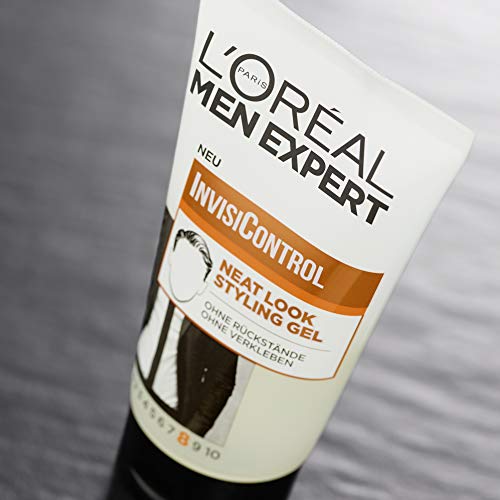 L'Oréal Men Expert Invisicontrol Neat Aspecto Gel Estilizador, para Cuidado & Natural Estilos, Después Belieben Modelable sin a Pegar, 150ml