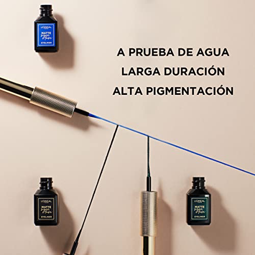 L’Oréal Paris, Delineador de Ojos Líquido Matte Signature Liner, Acabado Mate, Trazo Preciso, Larga Duración, Resistente al Agua, Tono Nu 06 Gris