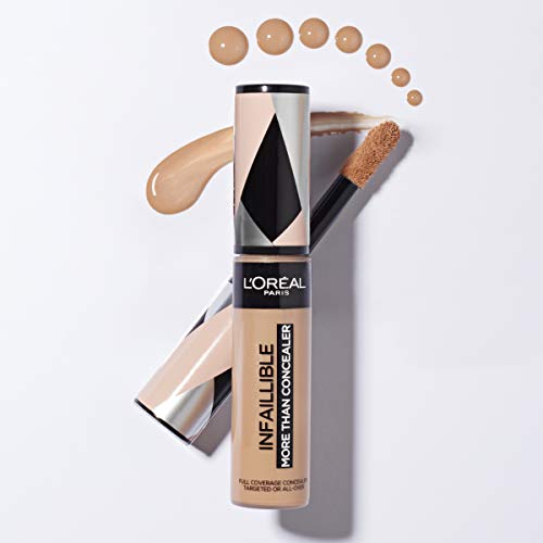 L'Oréal Paris Infalible, Corrector de cobertura completa y acabado natural, More than Concealer,Tono 337 Almond/Amande, 11 ml