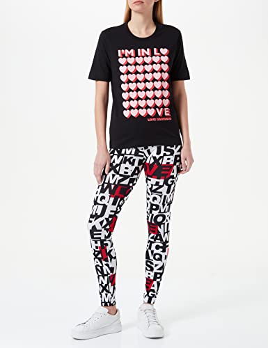 Love Moschino t-Shirt with I'm IN Love Print Camiseta, Negro, 44 para Mujer