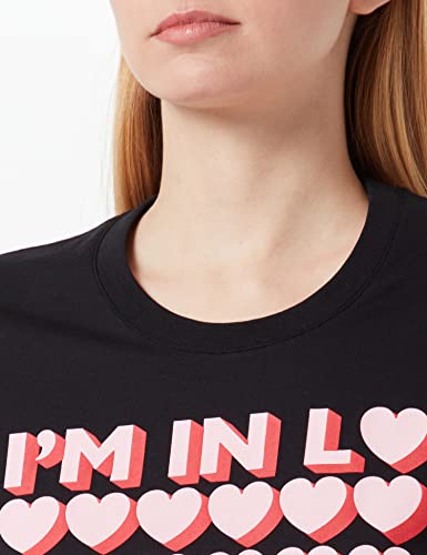 Love Moschino t-Shirt with I'm IN Love Print Camiseta, Negro, 44 para Mujer