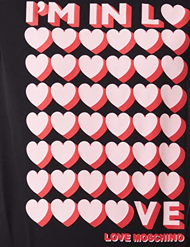 Love Moschino t-Shirt with I'm IN Love Print Camiseta, Negro, 44 para Mujer