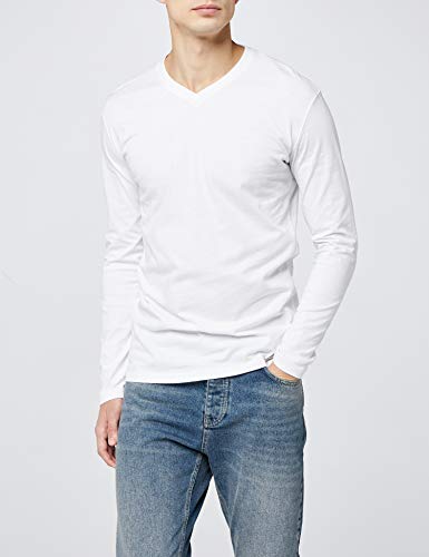 Lower East Camiseta de manga larga con cuello en pico, Hombres, Negro / Blanco / Gris mezcla / Azul oscuro / Verde (paquete de 5), 3XL