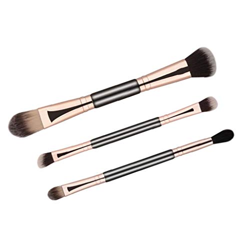 lujiaoshout Brocha 6Pcs Doble composición Cepillado Brocha de Maquillaje Profesional de los cepillos Cepillo cosméticos de Maquillaje de Ojos Negro Accesorio