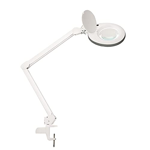 Lumeno Lámpara Lupa, lámpara de Trabajo, lámpara cosmética con 96 Leds 721XGR para Salones de cosmética Ayuda de Lectura, Lupa de Lente, en Gris 5 dioptrías