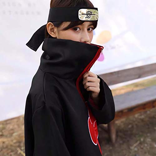 LUOWAN Capa de Akatsuki Itachi,Anime Naruto Akatsuki Uchiha Itachi Shuriken Frente Diadema Accesorios Trajes Cosplay Accesorios… (S)